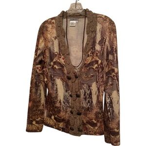 Vintage Alberto Makali Metallic Romanesque Long Sleeve Lurex Cardigan Sweater